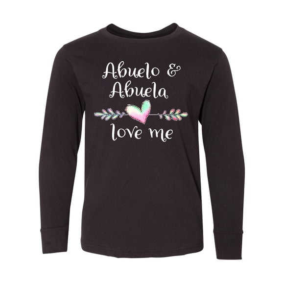 Inktastic Abuelo and Abuela Love Me Heart Grandchild Long Sleeve Youth T-Shirt