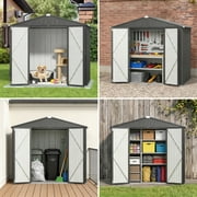 Lofka 8x6 FT Outdoor Storage Shed Lockable Waterproof Rust Resistant Garden Tool Shed Dark Grey