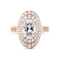 thumbnail image 2 of 5.79 CT Oval & Round Cut White Simulated Diamond Double Oval Halo Ring In 14K Rose Gold Over Sterling Silver (Color: White, Clarity: VVS1-VVS2, 5.79 Cttw) -7.5, 2 of 7