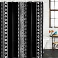 thumbnail image 3 of Black Boho Waterproof Fabric Shower Curtain,Vintage Abstract Striped Geometric Motifs Waterproof Fabric Shower Curtain for Bathroom Curtains Bathtubs Hotel Shower Curtains with 12 Hooks Long 72x78in, 3 of 8