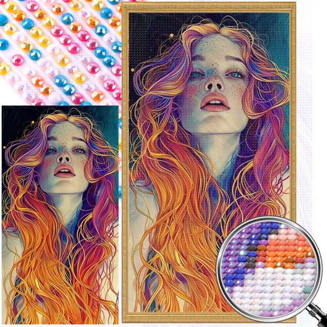 5D DIY Taladro Parcial AB Diamante Pintura Cabeza Arte 45x80cm Rojo