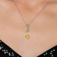 thumbnail image 3 of Gem Stone King 925 Silver and 10K Yellow Gold Yellow Citrine and Lab Grown Diamond Pendant Necklace for Women | 1.38 Cttw | Gemstone November Birthstone | Oval 8X6MM | With 18 inch Chain, 3 of 6