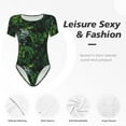 thumbnail image 6 of The Xecao Lush Foliage Green Plant Women's Crew Neck Body Suit, a short-sleeved bodysuit and basic swimsuit, both comfort and style for dating and daily life, 6 of 9
