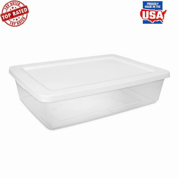 Clear Stackable Storage Box 28 Qt Household Organization Under Bed Storage