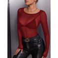thumbnail image 5 of MOYIKO Mesh Sheer Long Sleeve Tops for Women Boat Neck See Through Womens Lace Blouses Shirts, 5 of 6