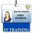 thumbnail image 3 of 2 Pack - In Training Badge Buddy - Heavy Duty Horizontal Badge Buddies for Trainees - Spill & Tear Proof Cards - 2 Sided USA Printed Quick Role Identifier ID Tag Backer by Specialist ID (Blue), 3 of 4