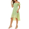 thumbnail image 5 of INSPIRE CHIC Women's Spaghatti Straps Ruffled a-Line Midi Floral Dresses S Light Green, 5 of 5