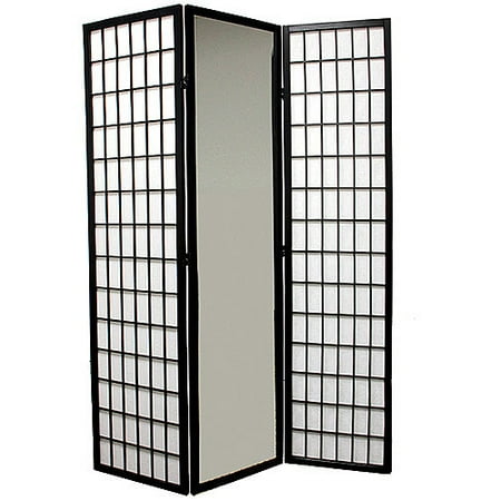 70 Tall 3 Panel Screen Room Divider With Mirrors Black Finish