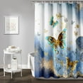 thumbnail image 2 of Butterfly Shower Curtain,Gold Butterfly Bath Curtain Gifts for Women,Butterfly Polyester Waterproof for Bathroom with 12 Plastic Hooks 72" W*72" H, 2 of 6