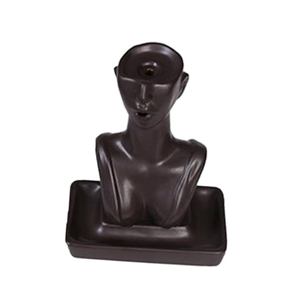 Quemador de incienso de reflujo, soporte de incienso de cono, adorno de Spa, de cerámica para el hogar Negro Baoblaze Quemador de incienso de reflujo
