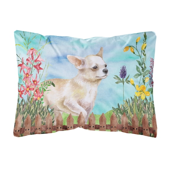 Carolines Treasures CK1259PW1216 Chihuahua Leg up Spring Canvas Fabric Decorative Pillow  12H x16W multicolor