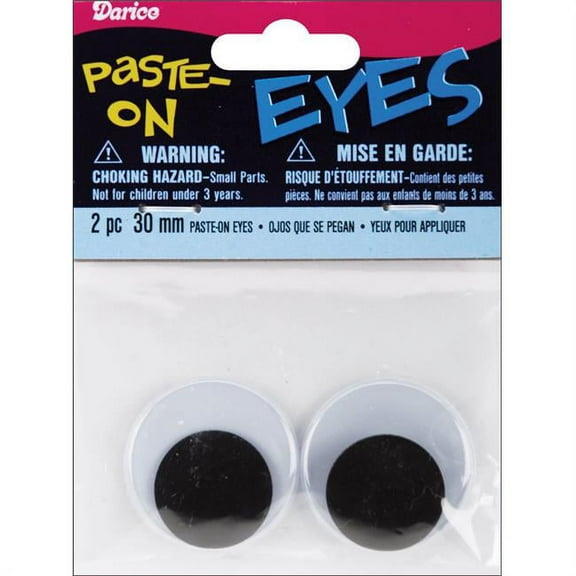 Darice ME30-PP 30 mm Paste-on Wiggle Eyes, Black - 2 per Pack