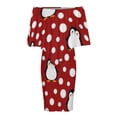 thumbnail image 5 of Penguin Polka Dots Women's Off The Shoulder Ruffles Summer Wedding Guest Loose Casual Party Beach Dress, 5 of 9