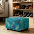thumbnail image 4 of Xixirimido Tie-dye Dark Blue Pattern Ottoman Cover Rectangle Footrest Ottoman Slipcovers Footstool Cover Form Fit Stretch Ottomans Protective Cover for Living Room, Large, 4 of 7
