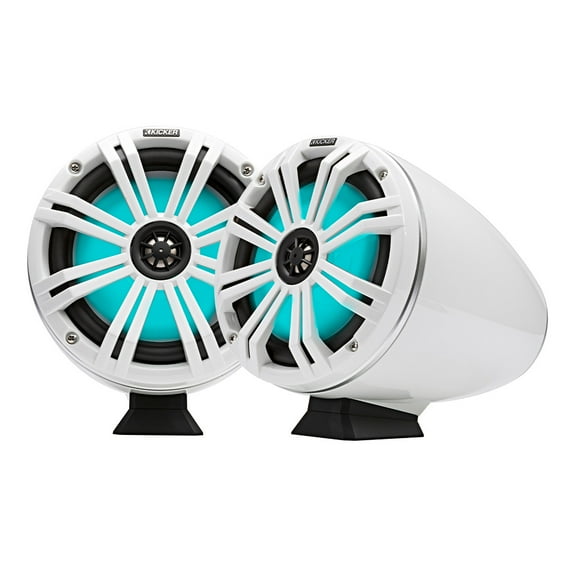 Kicker KMFC8 8" Flat-Mount Marine Can Speakers - Pair (White)