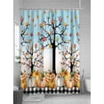 thumbnail image 5 of Fsddascl Pumpkins Thanksgiving Shower Curtain Set - Extra Long 72" x 96" Washable Curtain with 12 Hooks, Fall Watercolor Botanical Leaves Blue Retro Waterproof Fabric Shower Curtains for Bathroom, 5 of 6