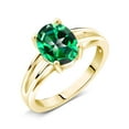 thumbnail image 2 of Gem Stone King 18K Yellow Gold Plated Silver Solitaire Engagement Ring Set with Rainforest Topaz, 2 of 4