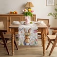 thumbnail image 3 of Easter Table Runner 70 Inches Long for Kitchen Dining, Spring Bunny Butterfly Botanical Wooden Grain Dresser Scarf Farmhouse, Dining Table Decorations for Wedding/Parties, 13 x 70 In, 3 of 8