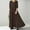 A04-Brown, variant on QUINDOS Dresses for Women V-neck A-Line Casual Long Sleeve Plus Size Dresses Summer Solid Color Pockets Maxi Long Dresses for Women