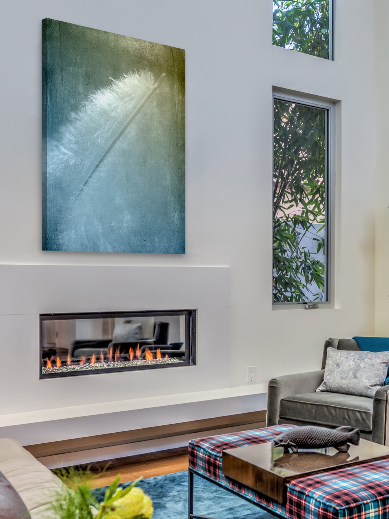 "White Feather" Painting Print on Wrapped Canvas