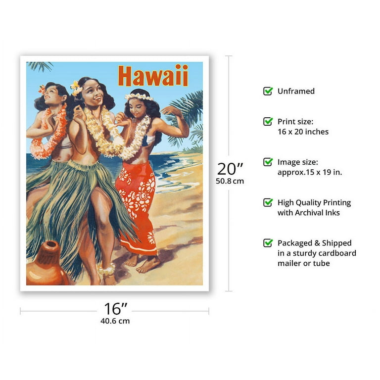 80s HULA DANCER 特大アート フレーム 油彩画 ヴィンテージ c 1900 photogravure Hawaii Hawaiian Islands Hula Dancers