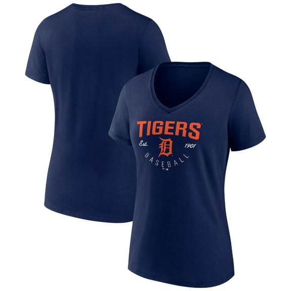 Women's Navy Detroit Tigers Live For It Team V-Neck T-Shirt