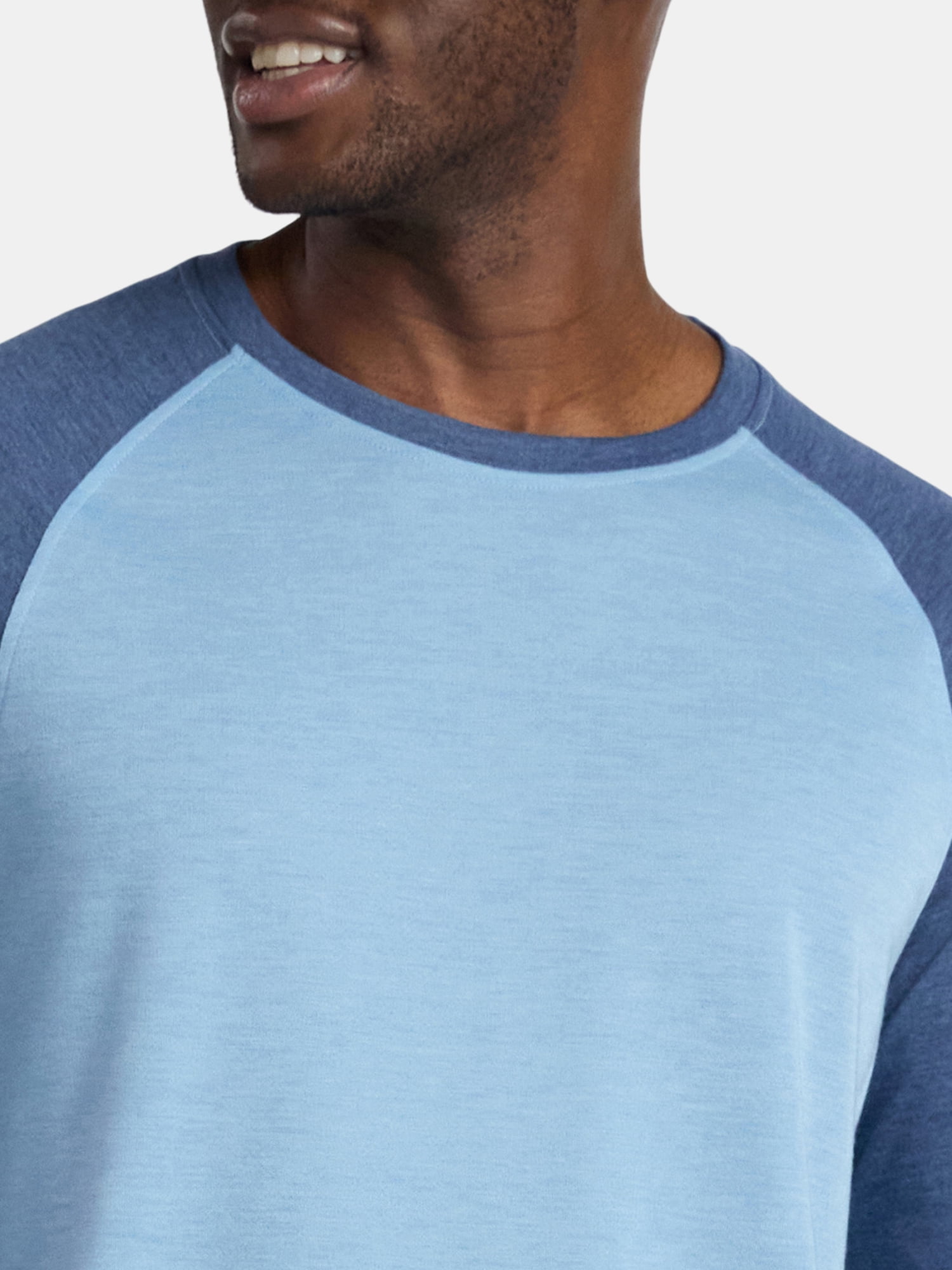 George Men's & Big Men's Relaxed Fit Raglan Tee with Long Sleeves, Sizes S-3XL