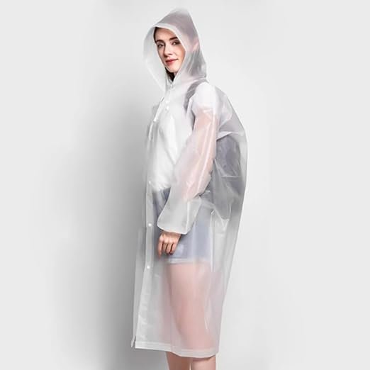 Poncho de Pluie 1 Pce, Poncho Imperméable, Poncho Réutilisable en EVA, Poncho de Cyclisme pour Hommes et Femmes, Veste Imperméable à Capuche, Unisexe, Adapté pour la Randonnée et le Camping en Plein Air, Blanc