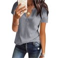 thumbnail image 2 of LIJCC Women'S Summer Waffle Knit Short Sleeve Tunic V Neck Henley Loose Shirt Women Topsshort Sleeve V Neck Casualfashion Shirt, 2 of 9