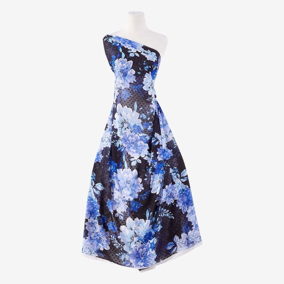 Zelouf Zs1909W Print Lisi Clip Dot Chiffon  , Sewing, DIY, Crafts Fabric by the Yard, 994 Black/violet, 3 Yard