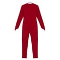 thumbnail image 4 of TiaoBug Kids Girls Rhinestone Full Length Bodysuit Long Sleeve Mock Neck Gymnastics Leotard Jumpsuit Dancewear Burgundy 12, 4 of 7