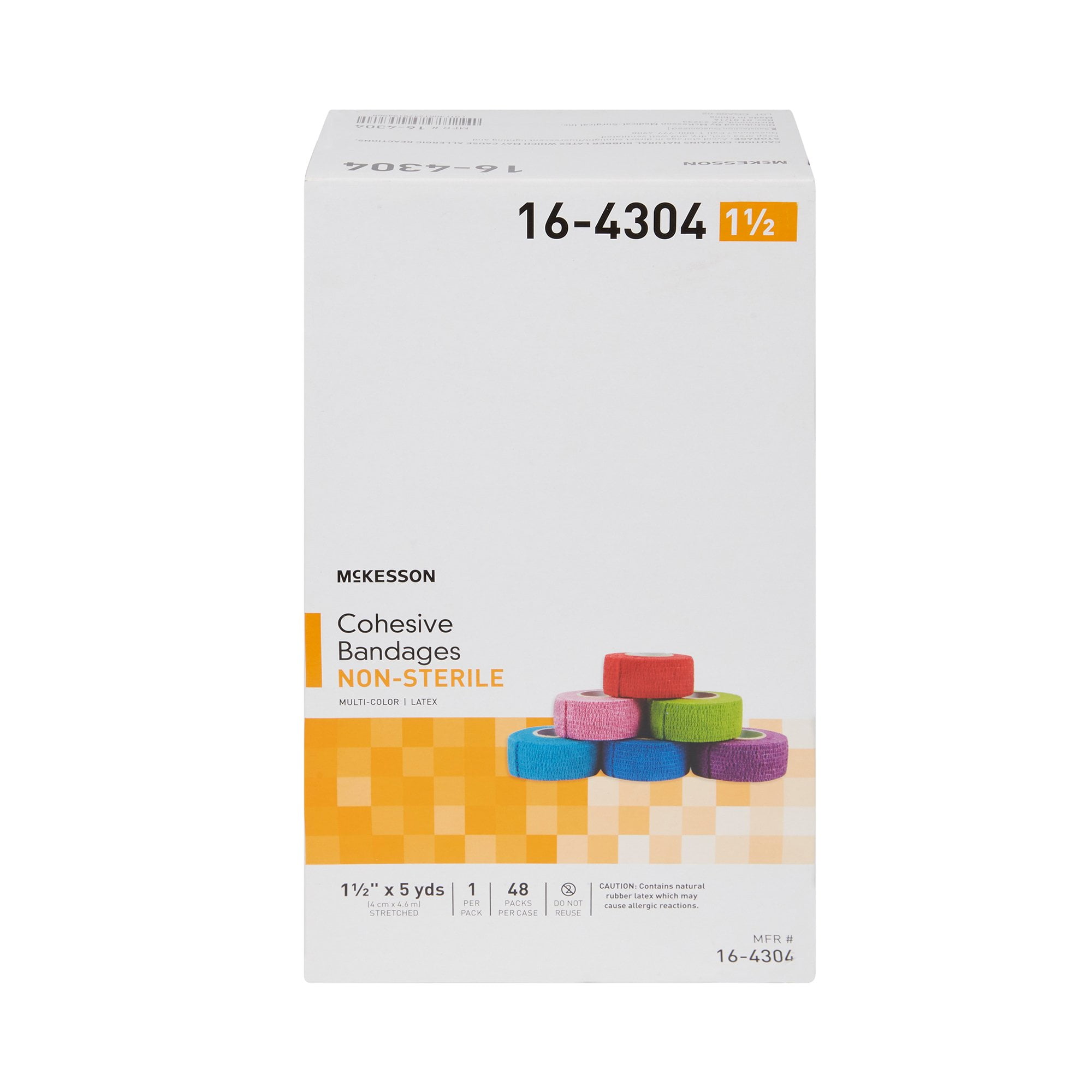 McKesson Cohesive Bandages, Self-Adherent Compression Wrap, 1 1/2 in x 5 yd, 1 Count, 48 Packs, 48 Total