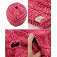 thumbnail image 4 of C.C BeanieTail Kids' Children's Soft Cable Knit Messy High Bun Ponytail Beanie Hat, 3 Tone Coral, 4 of 4