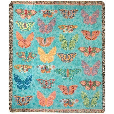 Manual Woodworkers & Weavers Butterfly Kaleidoscope Tapestry Cotton Throw