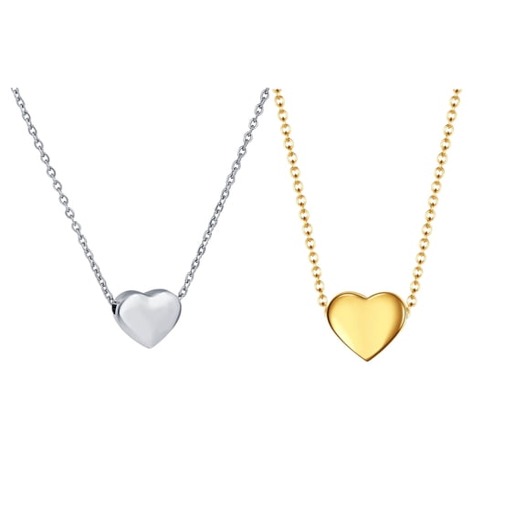 14K Gold Plated Heart Necklace for Women, Dainty Heart Pendant Chain Necklace, 19.6 Inch Hypoallergenic Gold Jewelry Gift(Gold Silver)