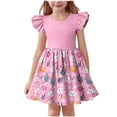 thumbnail image 2 of Pounoo New Kids Dresses Girls Baby Girls Dress Casual Flutter Sleeve Swing Sundress Birthday Party Summer Playwear Dresses 3-14T Girls Dresses, 2 of 6