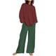 thumbnail image 2 of Puntoco Traje De Pantalón Y top De Cuello Redondo De Manga Larga Con Estampado Informal De Otoño Para Mujer Verde Militar Xxxxxl, 2 of 5