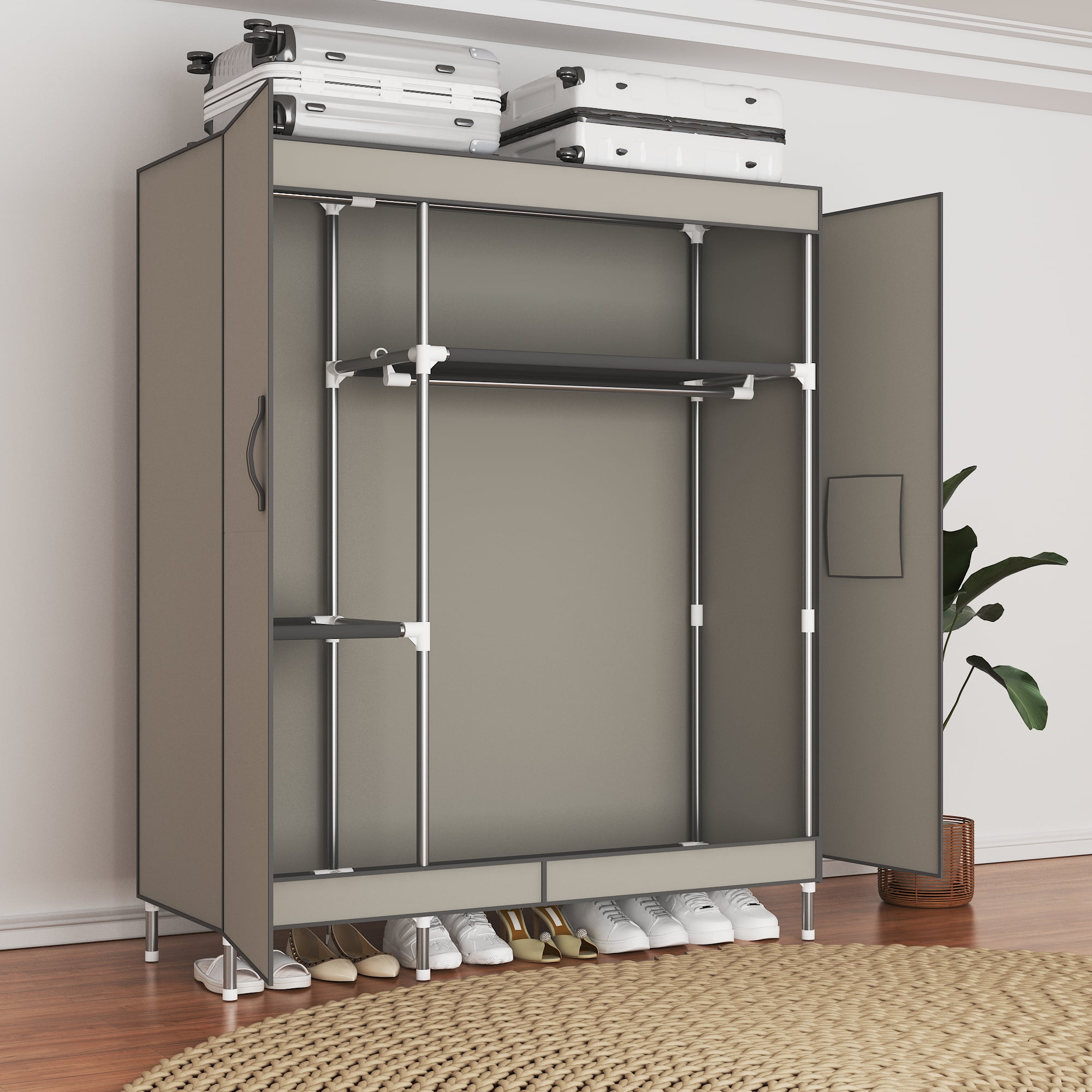 ArluKin 16mm Thick Galvanized Steel Rust - Proof Fabric Wardrobe, 125×45×168cm Multi - Scene Storage Closet with Magnetic Strips for Bedroom, Dorm, Apartment