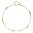thumbnail image 3 of Auriga 14K Yellow Gold and Diamond Cut Heart Anklet 9inch for Women, 3 of 6