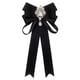 thumbnail image 2 of Pajarita para mujer, elegante pajarita con diamantes de imitación, clásica, formal, color sólido, broche Negro, 2 of 9