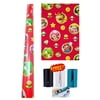 Super Mario Christmas Wrapping Paper Jumbo - 70 Sq Ft, 1 Roll - Red Gift Wrap for Holiday Halloween Baby Shower New Year Xmas Birthday Gifts Kids Girls Boys with 1-Wrapping Paper Cutter