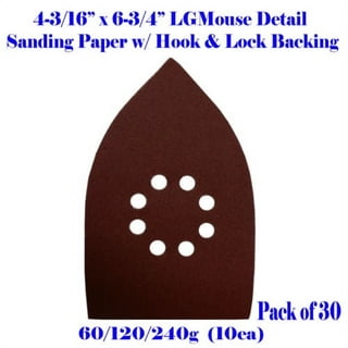 Mouse Sander Sandpaper 60 Grit 25 Pack, Black and Decker Mouse Sander Pads, 12 Hole Hook and Loop Sanding Pads, Detail Palm Sand Paper Set with Tack