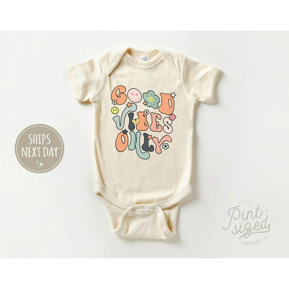 Good Vibes Only Onesie, Cute Retro Bodysuit, Summer Baby Onesie Cute Baby Onesie, BABY BODYSUIT LAT 4424