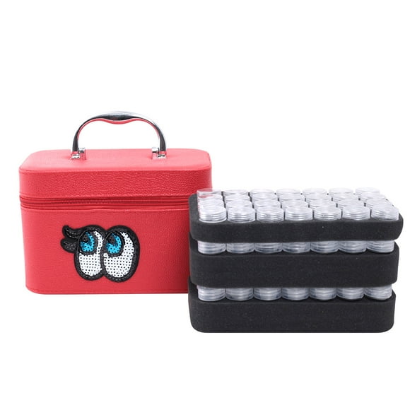 Mistaha Diamond Storage Box with 84 Plastic Clear Bottles Cartoon Pattern Large Capacity Portble Organizer