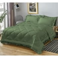 thumbnail image 3 of DNG Creations 1 Piece Ruffle Diamond Comforter All Season 550 GSM Full/Queen Size - 800 Threads Count, 100% Egyptian Cotton Solid Moss Colour, 3 of 7