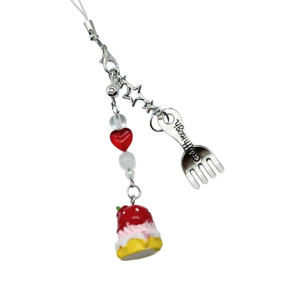 CIYISON Fashion Small Dessert Fork Charm Pendant Chain Hangings Decoration for Key Bag