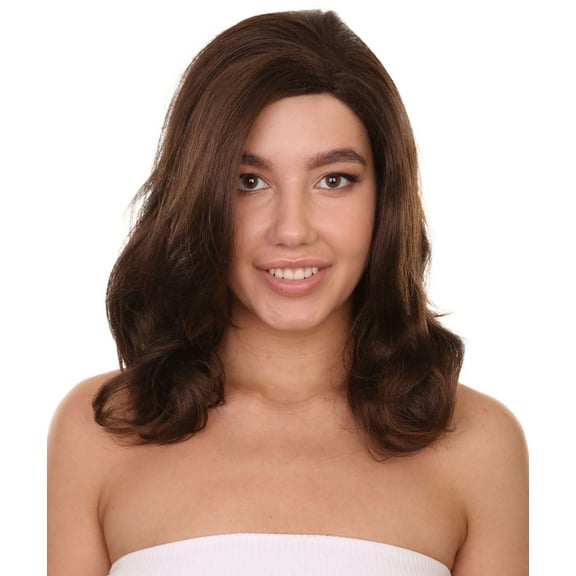 HPO | Adult Women's Female Vice President Wig | Dark Brown Layered Blowout Style| Breathable Capless Cap