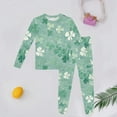 thumbnail image 2 of Gelikeya St Patrick's Day Pajama Sets for Toddler Boys Girls Cartoon Shamrocks Printed Long Sleeve T-Shirt Casual Crewneck Tops and Pants 2 Pieces X05-Mint Green 2-3 Years, 2 of 3