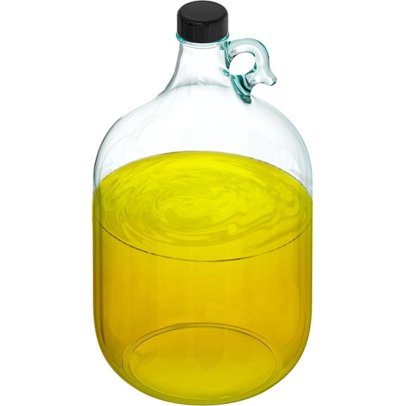 1 Gallon Glass Jar with Lid, Clear Glass Gallon Jug for Brewing, Fermentation, Beverage Storage & Bulk Liquids, Airtight 38mm Screw Cap, Food Safe, Reusable Glass Jug with Carry Handle
