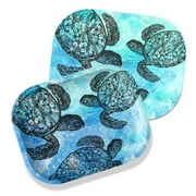 WIRESTER Metal Rolling Tray with Spill Proof Cover, Decorative Tray, Perfect Storage for Home - Ocean Sea Turtles